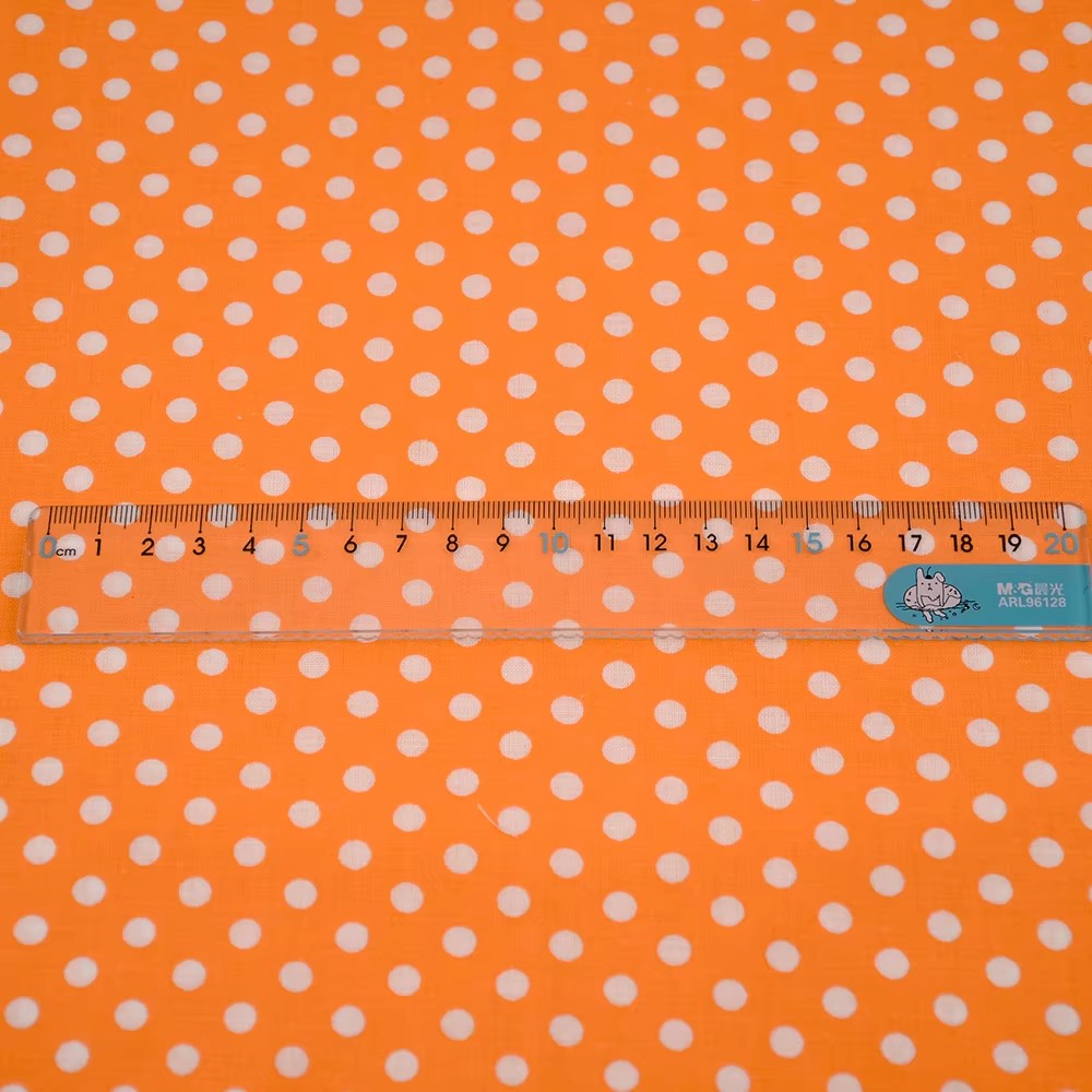 ผ้าคอตตอนพิมพ์ลายจุดสีส้มสีขาว - Home Textiles Usa บทวิจารณ์และราคา