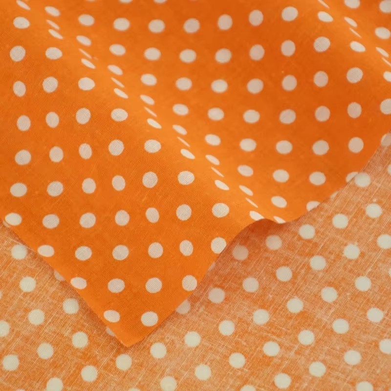 ผ้าคอตตอนพิมพ์ลายจุดสีส้มสีขาว - Home Textiles Usa บทวิจารณ์และราคา