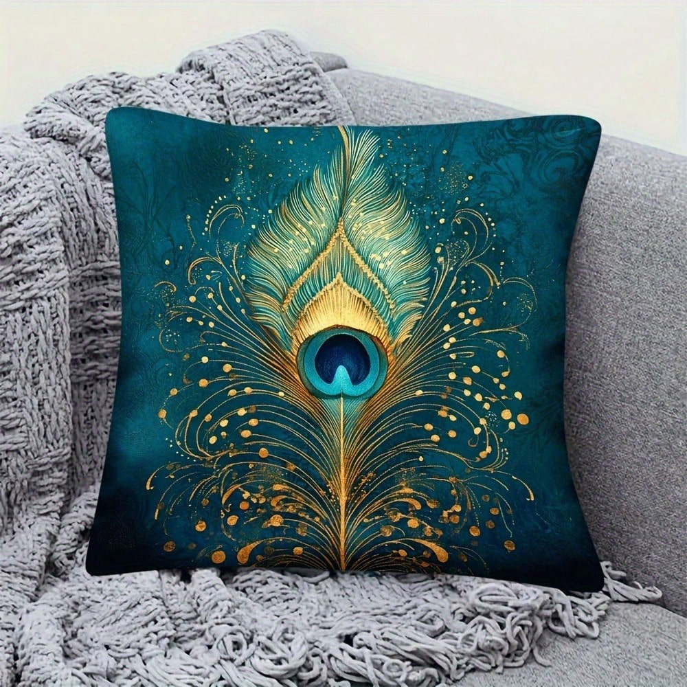ปลอกหมอนอิงลายขนนกยูงสีเขียวเท - Pillow Insert 18X18 บทวิจารณ์และราคา