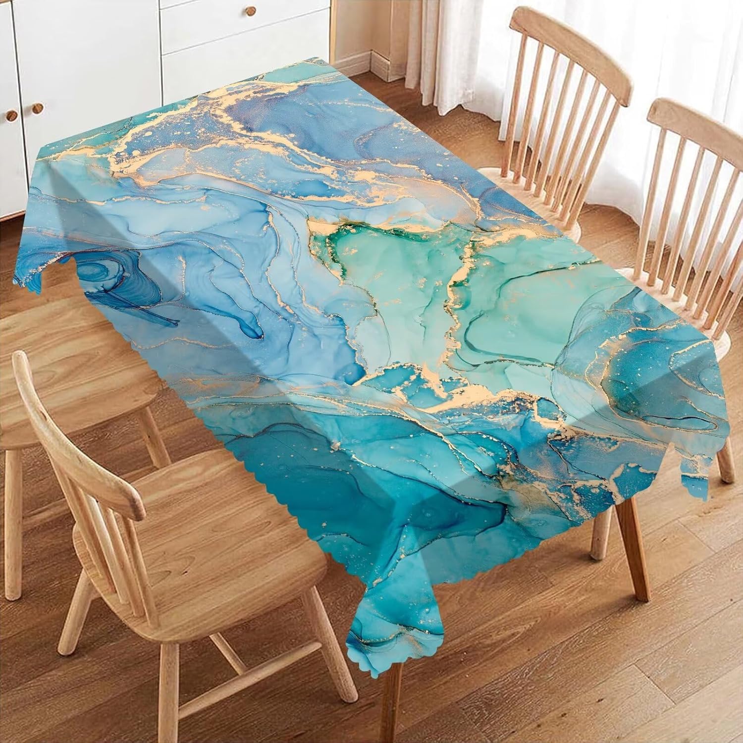 ผ้าปูโต๊ะลายหินอ่อนสีเขียวอมฟ้ - Home Textiles Premium บทวิจารณ์และราคา